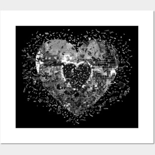 Shattered Silver Disco Ball Heart Posters and Art